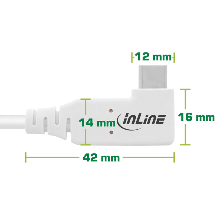 Inline Usb4 Cable, Usb Type-C, One Side Angled, Pd 240w, 8k60hz, Tpe White, 1.5m