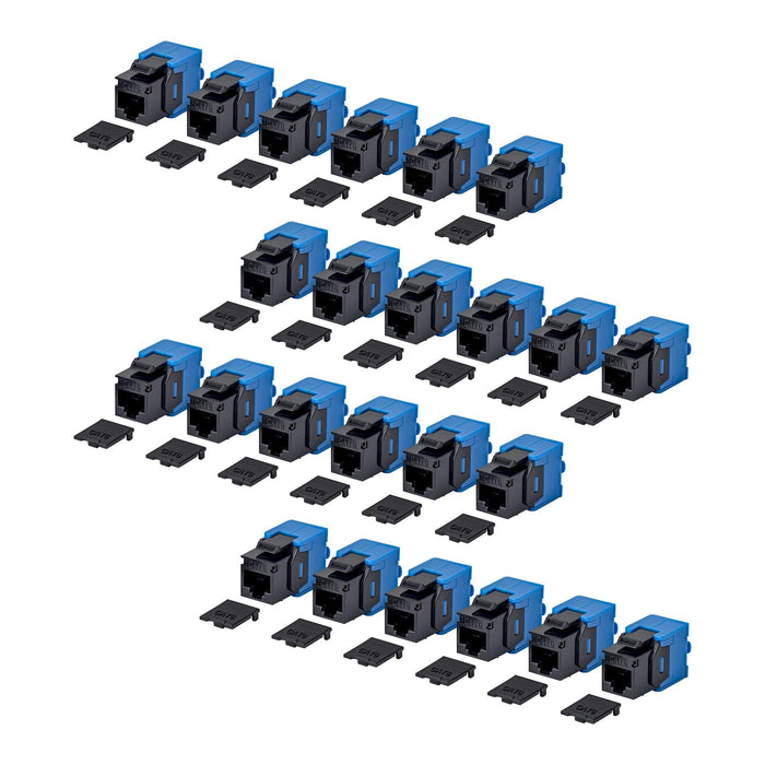 Startech.Com Cat6 Keystone Jack Módulo, Pack De 24 Rj45 Ethernet Keystone Conector Hembra, Utp Cat6 Wandbuchse, 180 Grad, Sin Herramientas, Negro, Plano, Negro, Azul, Rj-45, Conector Hembra, Conector Hembra, 10gbase-T