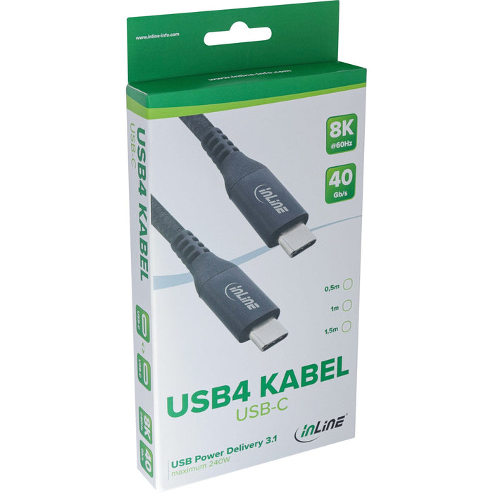 Inline® Usb4 Cable, Usb-C Male/Male, 8k60hz, Negro, 1.5m