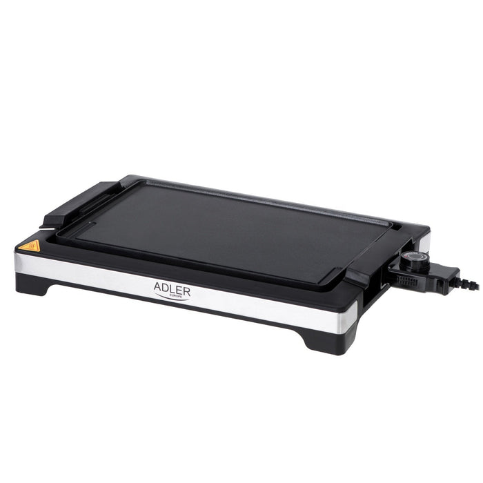 Adler Ad 6613 Parrilla De Mesa, Potencia 3000 W, Placa De Calentamiento Con Revestimiento Antiadherente, Negro