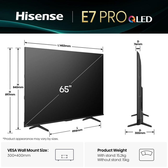 EAN 6942351413709 - Hisense 65E7Q PRO 165,1 cm (65") 4K Ultra HD Smart TV Wifi Negro 385 cd / m² imagen 2