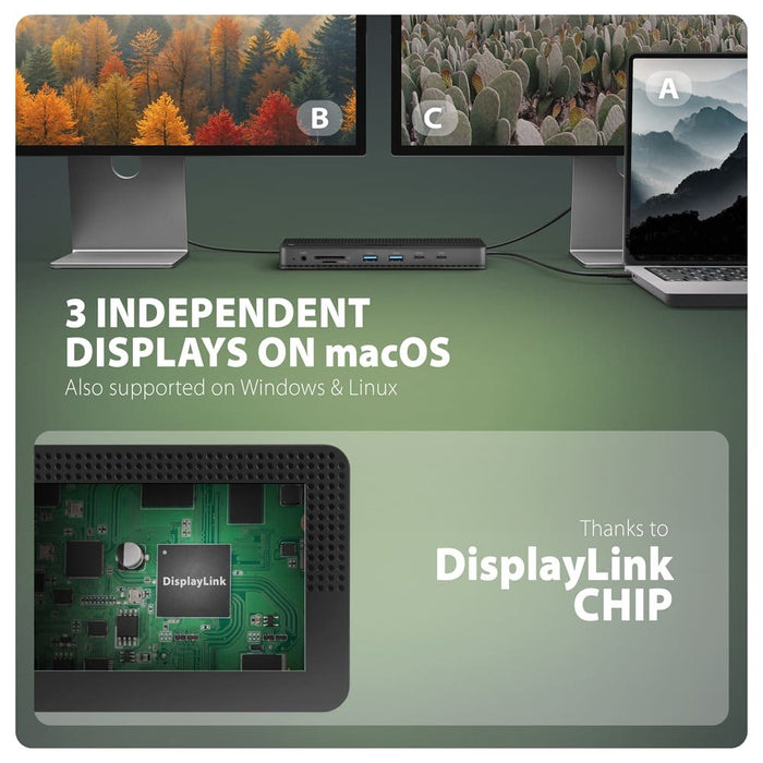 Hmc-Dl-Kvm Base De Conexión Usb-C 12w1 + Kvm 2 Pc, Displaylink, 10gbps, 3x Usb-A, 2x Usb-C, 2x Hdmi 4k/60hz, Dp, Lan 1gbps, Sd/Microsd, Audio, Pd 100w