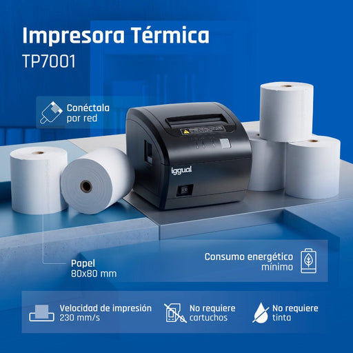 EAN 8435364318232 - iggual TP7001 203 x 203 DPI Alámbrico Transferencia térmica Impresora de recibos imagen 2
