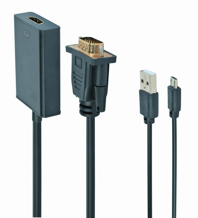 EAN 8716309098762 - Gembird A-VGA-HDMI-01 adaptador de cable de vídeo 0,15 m HDMI tipo A (Estándar) VGA (D-Sub) Negro imagen 1