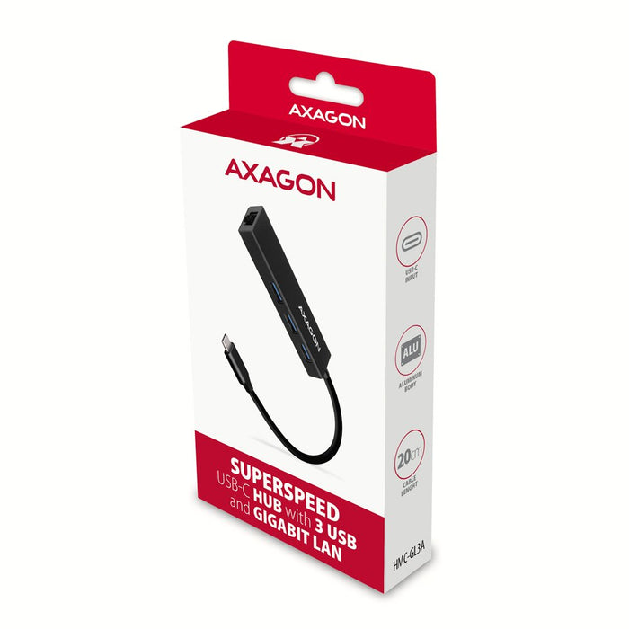 EAN 8595247906168 - Axagon HMC-GL3A USB-C-Hub 3x USB-A Gbit-LAN schwarz USB 3.2 Gen 1 (3.1 Gen 1) Type-C 5000 Mbit/s Negro imagen 7