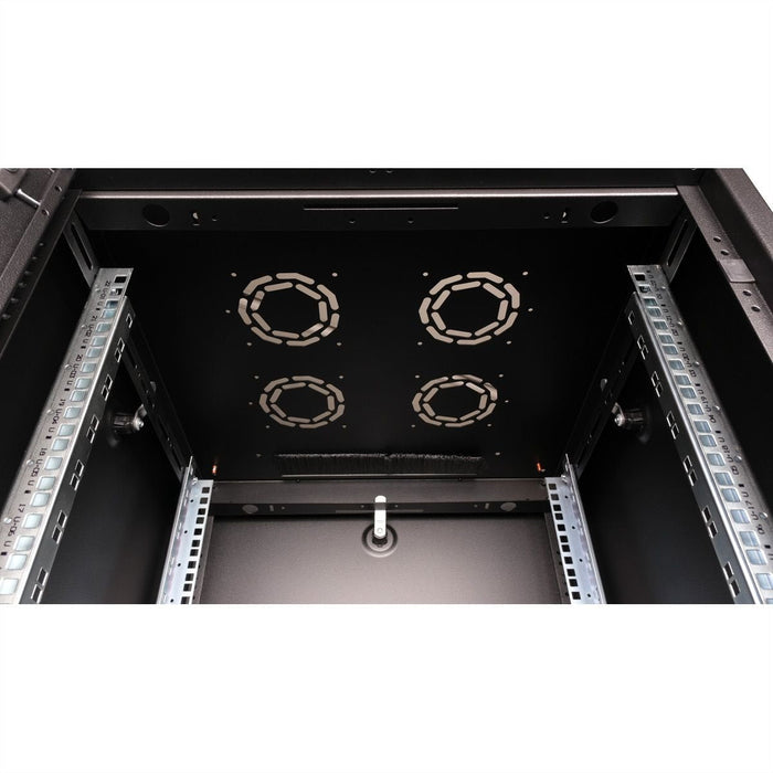 Roline 19-Zoll Netzwerkschrank Basic 22 He, 600x600 Bxt Glastr Schwarz