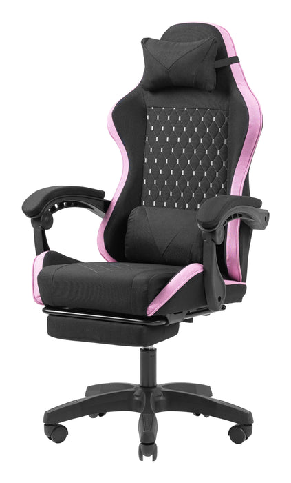 Silla Gamer Mars Gaming Mgcxfgrbl Negra Y Rosa Reclinable Reposabrazos Ajustable Reposapies Cojines