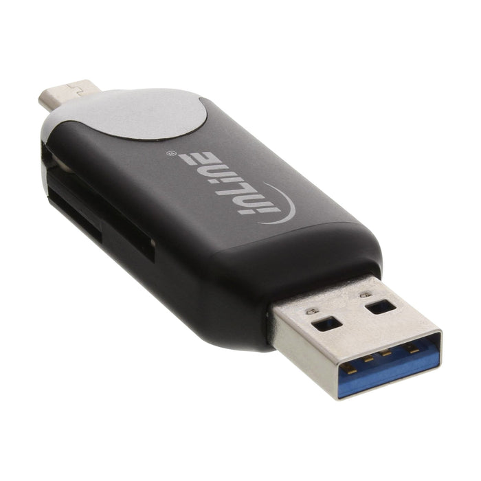 Lector De Tarjetas Usb Otg Inline Con Interfaz Doble Usb 3.0 Y Micro Usb 2.0 Para Sdxc Y Microsdxc