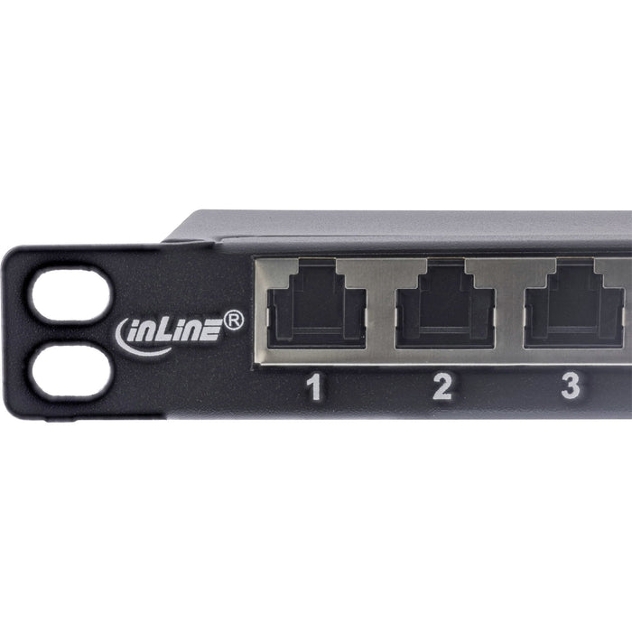 Inline® 10" Patch Panel Cat.6a 0.5u 12-Port, With Dust Projoection, Negro