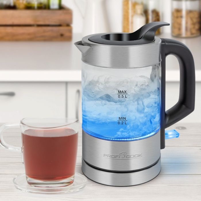 EAN 4006160012286 - ProfiCook PC-WKS 1228 G tetera eléctrica 0,5 L 1100 W Acero inoxidable, Transparente imagen 4