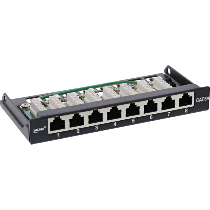 Patch Panel Inline Cat.6a 0.5u 8 Puertos, Montaje En Mesa/Pared, Negro Ral9005
