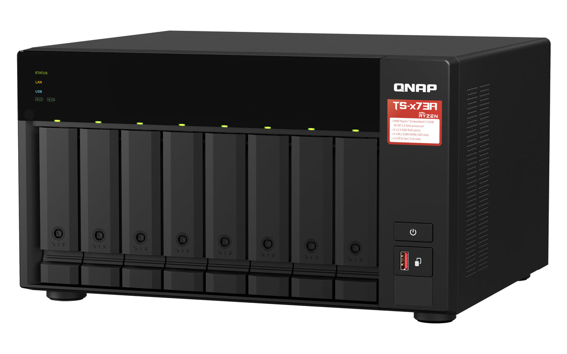 EAN 4711103084632 - QNAP TS-873A NAS Torre Ryzen Embedded V1500B 8 GB DDR4 0 TB QuTS hero Negro imagen 5