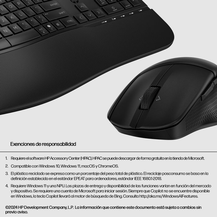 EAN 0197498230603 - HP 680 Comfort Dual-Mode Keyboard and Mouse Combo teclado Ratón incluido Hogar RF Wireless + Bluetooth Ne imagen 6