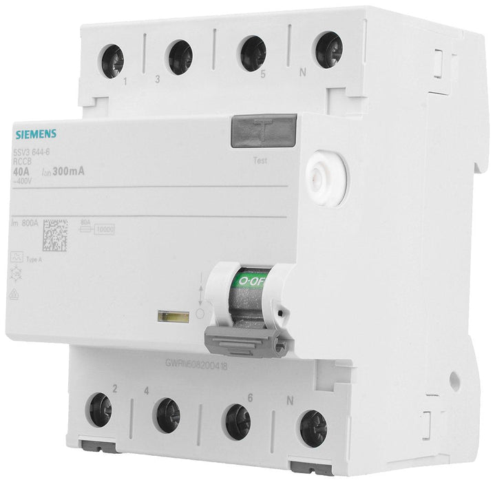 Siemens Fi-Interruptor 4x40a 5sv36446 Tipo A 40a 3+N-Pol 300ma 400v 4te