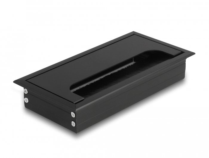 Delock Cabledurchführung Für Tischeinbau Mit Bürste 160 X 80 X 28 Mm Schwarz