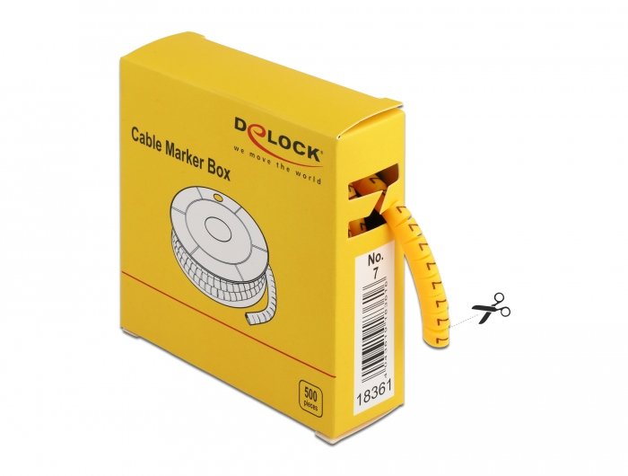 Delock Marcadores Para Cables Nº 7, Amarillo, 500 Piezas