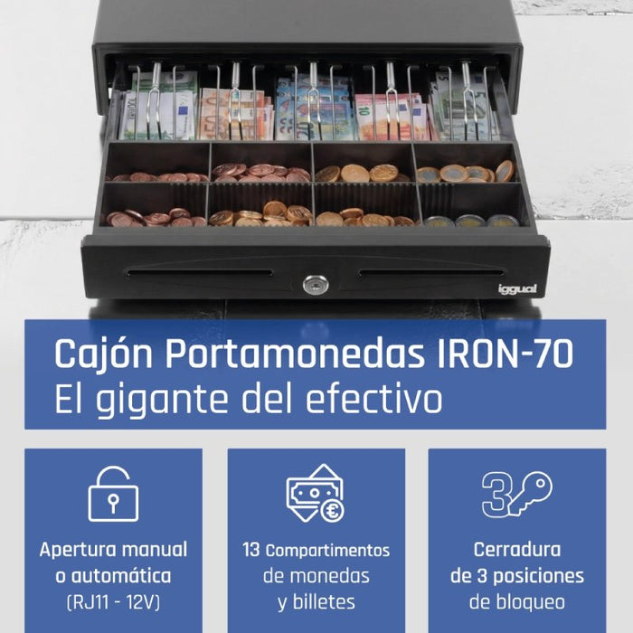EAN 8435364317433 - iggual IRON-70 Cajón de efectivo automático y manual imagen 2