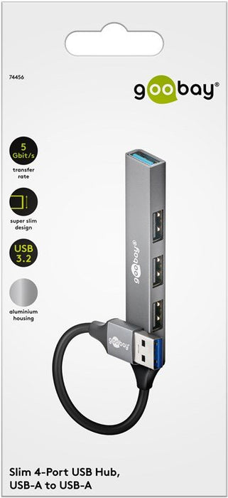 EAN 4040849744563 - Goobay 74456 hub de interfaz USB 3.2 Gen 1 (3.1 Gen 1) Type-A 5000 Mbit/s Gris claro imagen 2