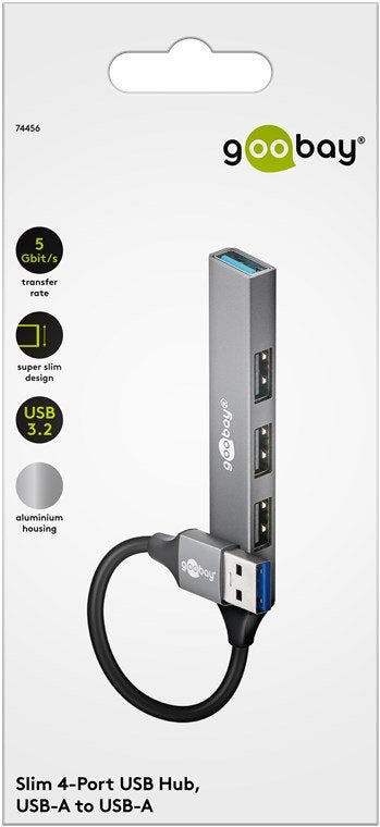 EAN 4040849744563 - Goobay 74456 hub de interfaz USB 3.2 Gen 1 (3.1 Gen 1) Type-A 5000 Mbit/s Gris claro imagen 2