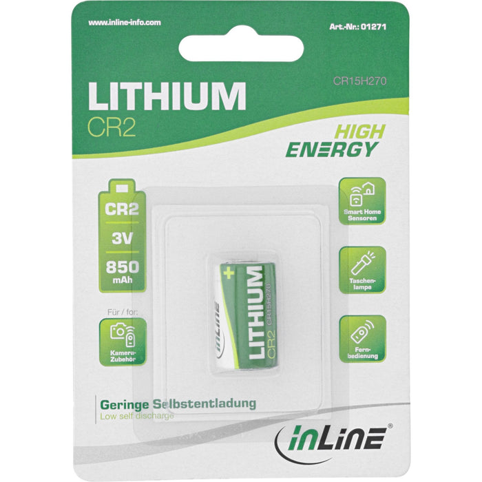 Batería De Litio Inline Cr2, 3 V 850 Mah, 1 Blíster
