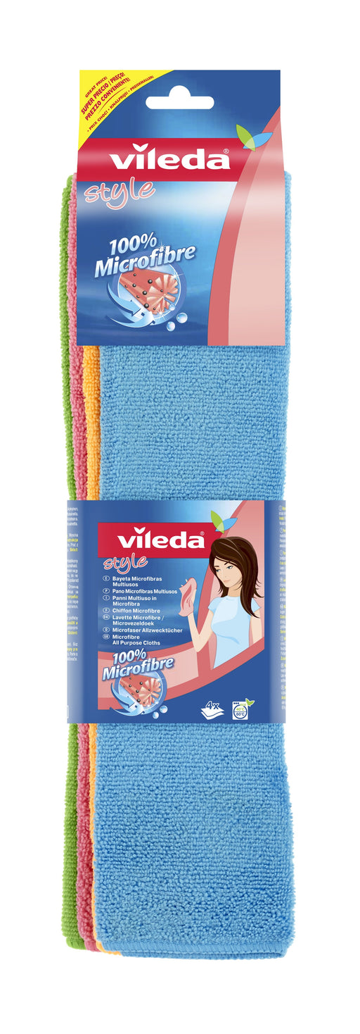 EAN 4023103147232 - Vileda 141413 trapo para limpiar Microfibra Azul, Verde, Naranja, Rojo 4 pieza(s) imagen 1