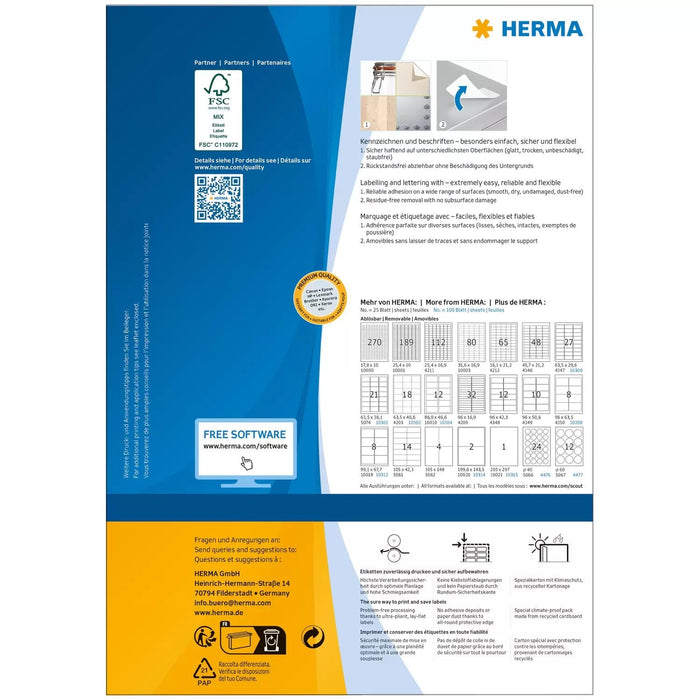 Herma Special Etiquetas De Dirección Blanco 99,1 X 57,0 Mm