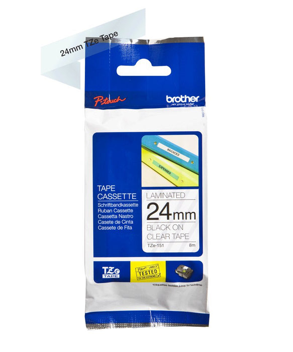 EAN 0012502625636 - Brother TZE-151 cinta para impresora de etiquetas Negro sobre transparente imagen 3