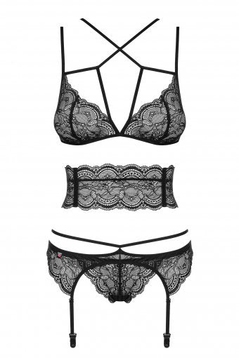 EAN 5901688212875 - Obsessive Frivolla Conjunto de lencería Negro Elastano, Poliamida imagen 1