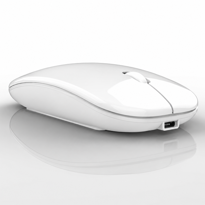 Raton Inalámbrico Recargable 2 En 1 Bluetooth + Usb 2.4g 1600 Dpi Ergonómico Blanco