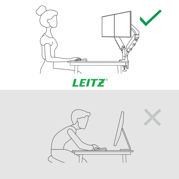 Leitz Ergo Dual Monitor Arm Gris, 1120x110x600