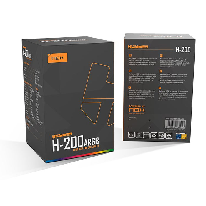 Ventilador Cpu Nox Hummer H-200 Argb 2xvent 130mm Pwm
