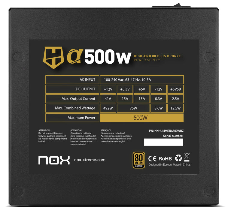 EAN 8436587971150 - NOX Hummer Alpha unidad de fuente de alimentación 500 W 24-pin ATX ATX Negro imagen 8