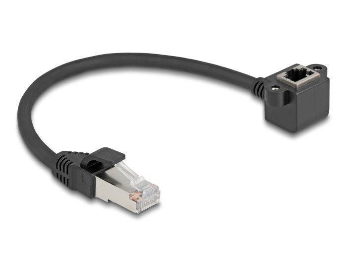 Netzwerk Verlängerungscable Rj45 Stecker Zu Rj45 Buchse 90° Gewinkelt Cat.6 F Utp 0,25 M Schwarz