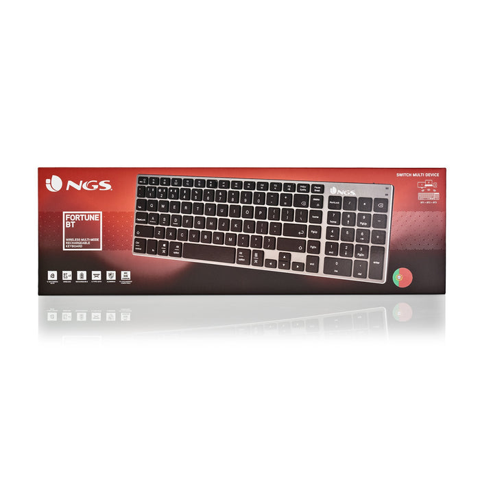 Ngs Fortune-Bt Teclado Multidispositivo Inalambrico Usb Bluetooth - Portugues - Silencioso - Teclas X-Type - Bateria