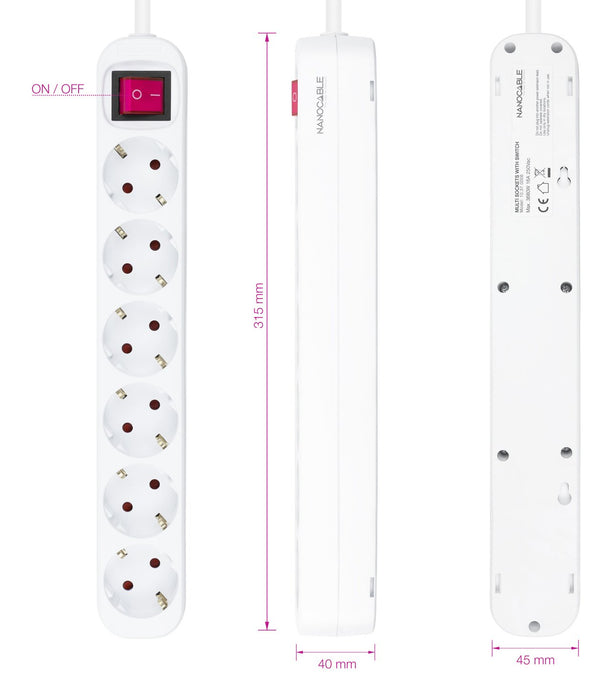 EAN 8433281010185 - Nanocable 10.37.0006 base múltiple 1,4 m 6 salidas AC Interior Blanco imagen 3