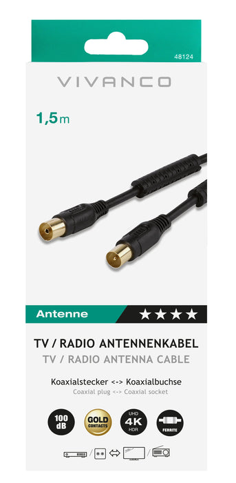EAN 4008928481242 - Vivanco 48/30 15GB cable coaxial 1,5 m IEC Negro imagen 2