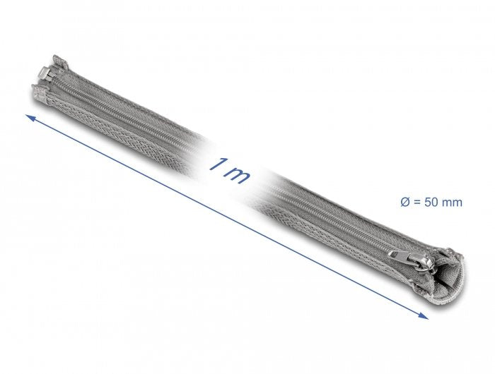 Geflechtschlauch Mit Reissverschluss Hitzebeständig 1 M X 50 Mm Grau