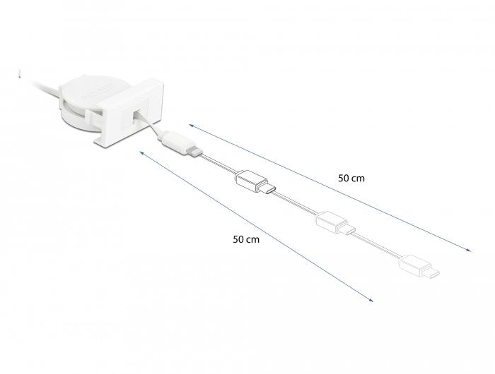 Delock Easy 45 Modul Usb 2.0 Ausrollcable Usb Typ-A Zu 8 Pin Lightning Stecker Weiss