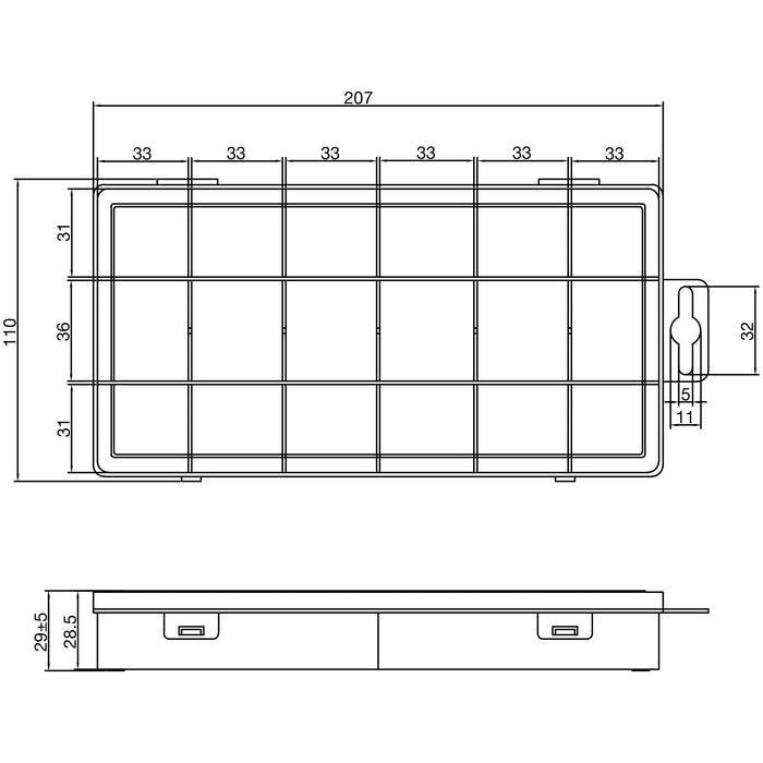 Inline® Small Components Box, 18 Compartments, 207x110x27mm, Orange