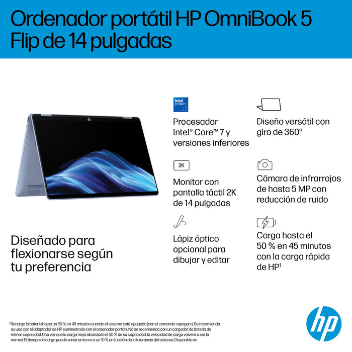 EAN 199251190094 - HP OmniBook 5 Flip 14-fp0024ns Intel Core 7 150U Portátil 35,6 cm (14") Pantalla táctil 2K 16 GB LPDDR5-SD imagen 9