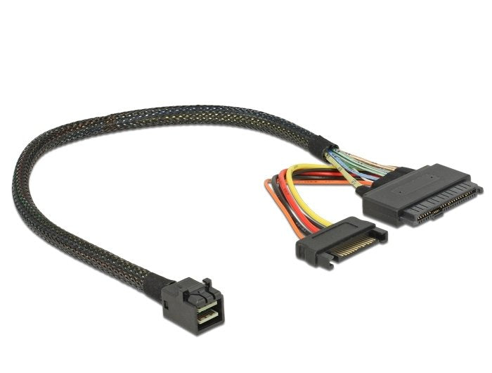 Delock Cable Sff-8643 Stecker > U.2 Sff-8639 Buchse + Sata Stromanschluss 30 Cm