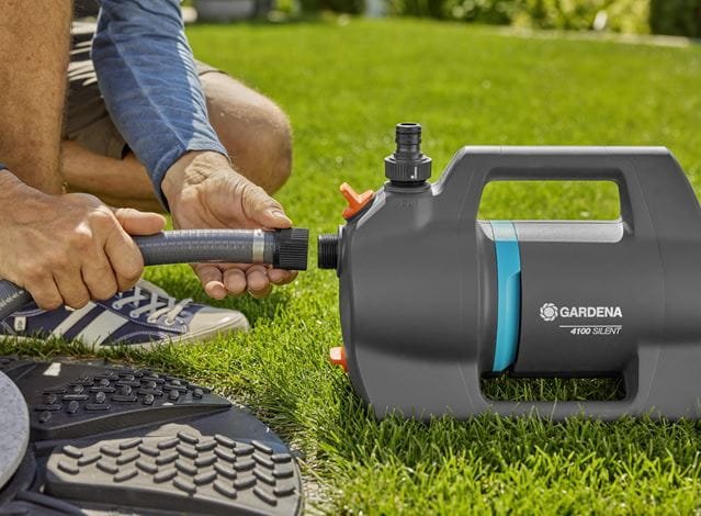 Gardena Garden Pump 4100 Silent, Juego De Mangueras De Aspiración (Gris Oscuro/Turquesa, 550 Vatios, Modelo 2023) 09052-20