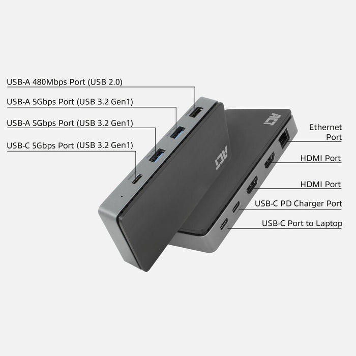 Docking Station Act Connectivity Usb C 4k Mst 2 Monitores Hdmi Ethernet Usb C 3x Usb A Pd Pass Through Cable 1m