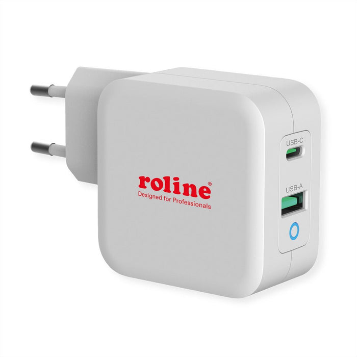 Usb Charger Con Euro-Conector Macho 2 Port (Tipo A Qc3.0 Tipo C Pd) 65w
