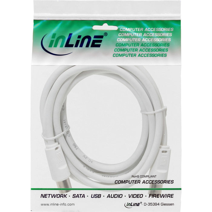 Cable De Antena Inline 2x Apantallado Ultra Baja Pérdida >75db Blanco 1m