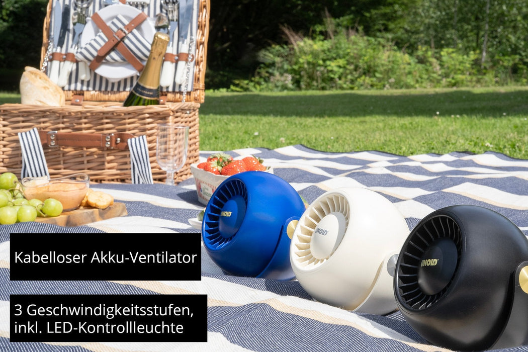 86679 Breezy Bowl Akku-Ventilator Bl 6w 3 Geschwindigkeitsstufen Ø9cm