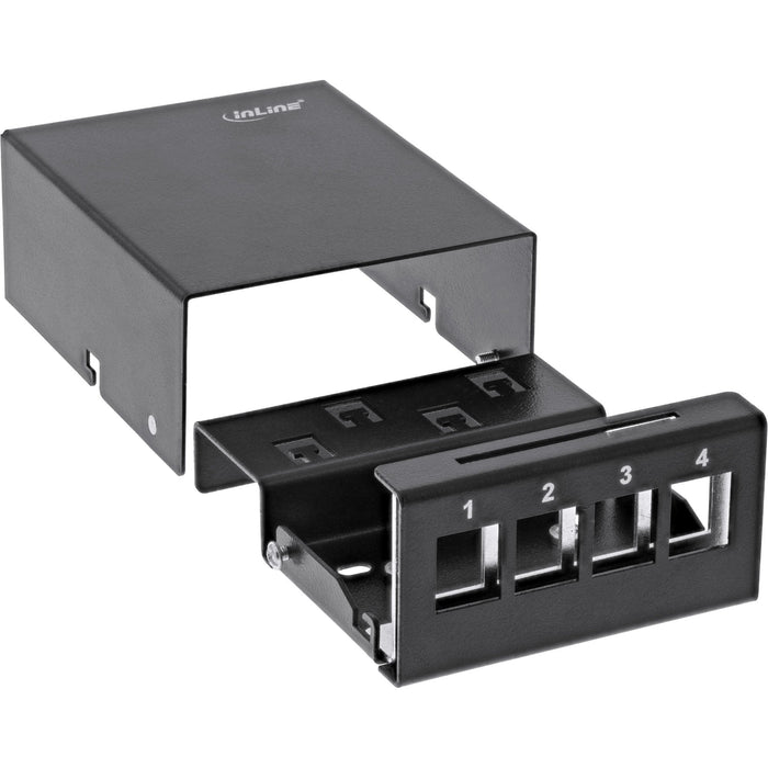 Inline Desktop Point Box 4x Keystone Rj45, Metal, Negro Ral9005
