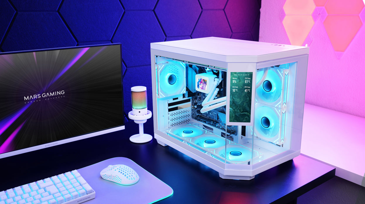 EAN 8435693113157 - Mars Gaming MC3TCORELCDMW carcasa de ordenador Mini Tower Blanco imagen 9