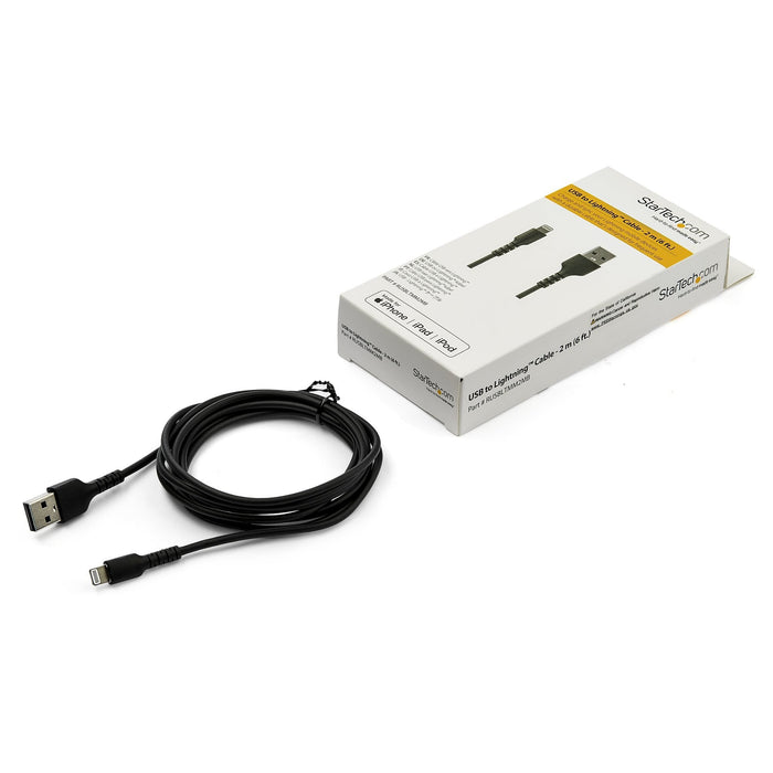 Cable De 2m Usb A Lightning Certificado Mfi - Negro