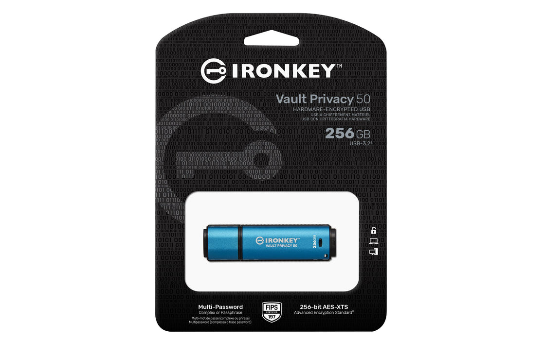 EAN 0740617329100 - Kingston Technology IronKey Vault Privacy 50 unidad flash USB USB tipo A 3.2 Gen 1 (3.1 Gen 1) Negro, Azu imagen 3